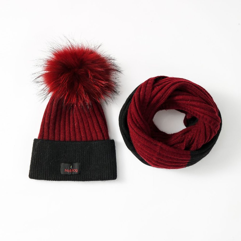 Noblag Cashmere Scarves For Men & Women Knitted Black Red Set Style